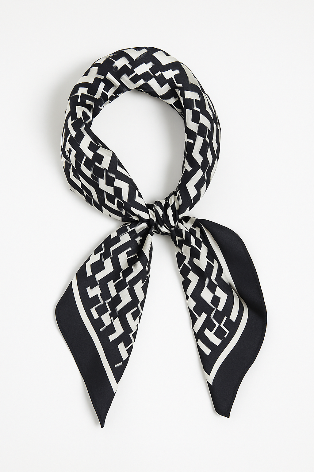 Satin Scarf White Black