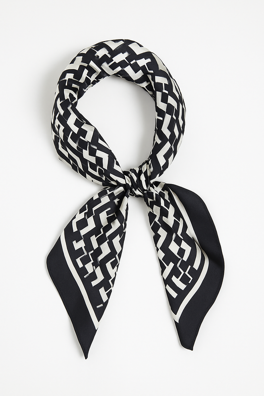 Satin Scarf White Black