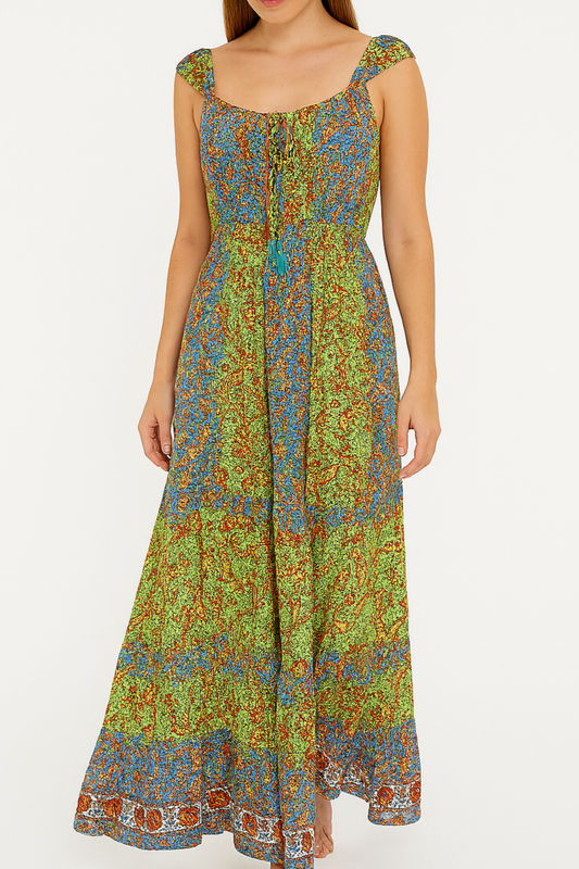 Printed Multicolor Dress- One Size
