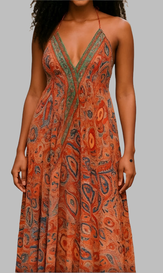 Printed Multicolor Dress One Size